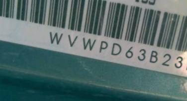 VIN prefix WVWPD63B23E4