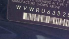 VIN prefix WVWRU63B25E0