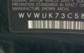 VIN prefix WVWUK73C58E1