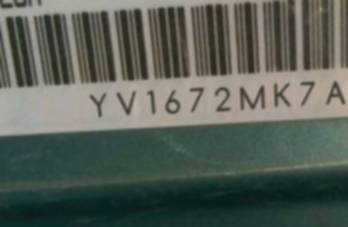 VIN prefix YV1672MK7A21