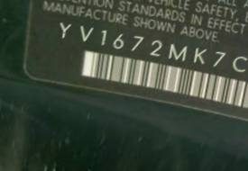 VIN prefix YV1672MK7C22