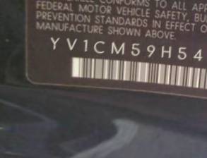 VIN prefix YV1CM59H5410