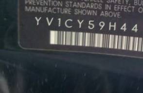 VIN prefix YV1CY59H4410