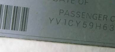 VIN prefix YV1CY59H6310