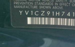 VIN prefix YV1CZ91H7411