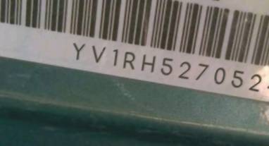 VIN prefix YV1RH5270524