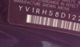 VIN prefix YV1RH58D1221
