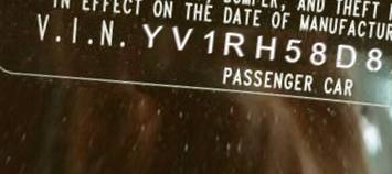 VIN prefix YV1RH58D8221