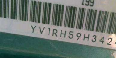 VIN prefix YV1RH59H3424