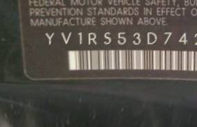 VIN prefix YV1RS53D7423