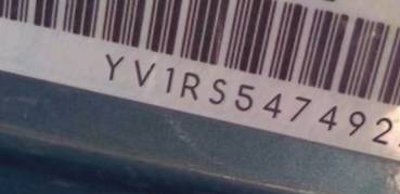 VIN prefix YV1RS5474927