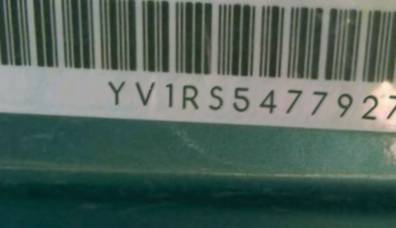 VIN prefix YV1RS5477927