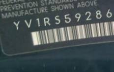 VIN prefix YV1RS5928625