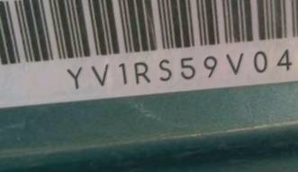 VIN prefix YV1RS59V0424