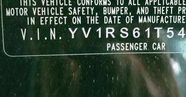 VIN prefix YV1RS61T5424