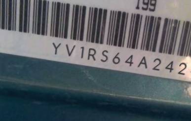 VIN prefix YV1RS64A2424