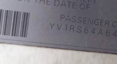 VIN prefix YV1RS64A6424