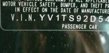 VIN prefix YV1TS92D5413