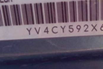 VIN prefix YV4CY592X612