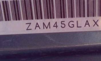 VIN prefix ZAM45GLAXB00