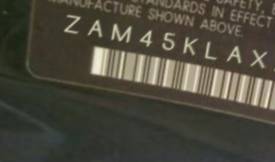 VIN prefix ZAM45KLAXA00
