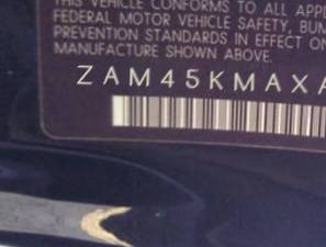 VIN prefix ZAM45KMAXA00