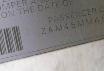 VIN prefix ZAM45MMA5D00