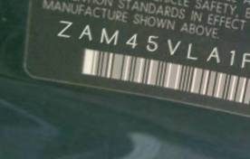 VIN prefix ZAM45VLA1F01