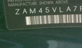 VIN prefix ZAM45VLA7F01
