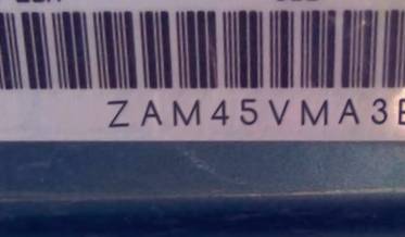 VIN prefix ZAM45VMA3E01