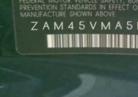 VIN prefix ZAM45VMA5F01