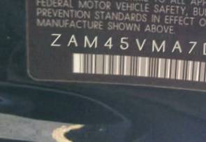VIN prefix ZAM45VMA7D00