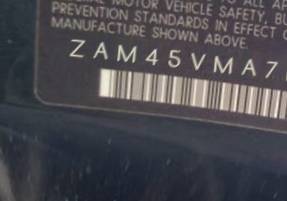 VIN prefix ZAM45VMA7F01