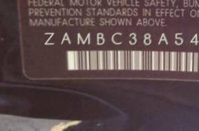VIN prefix ZAMBC38A5400
