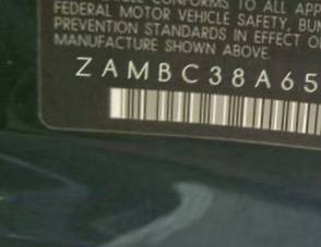 VIN prefix ZAMBC38A6500