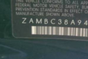 VIN prefix ZAMBC38A9400