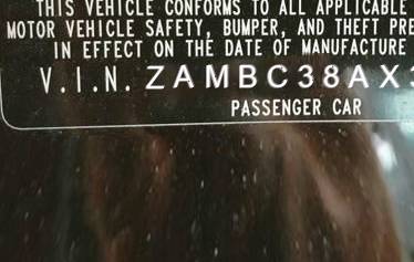 VIN prefix ZAMBC38AX300