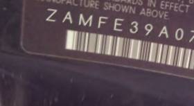VIN prefix ZAMFE39A0700