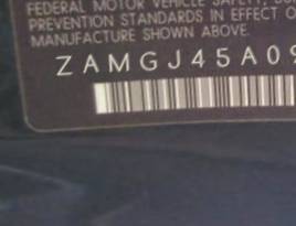 VIN prefix ZAMGJ45A0900