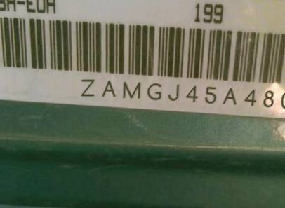 VIN prefix ZAMGJ45A4800