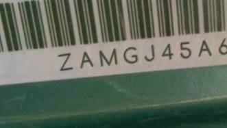 VIN prefix ZAMGJ45A6900
