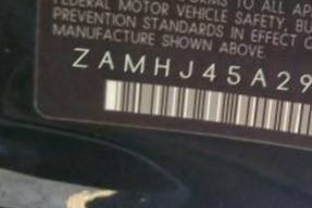 VIN prefix ZAMHJ45A2900