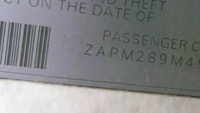 VIN prefix ZAPM289M4953