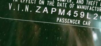 VIN prefix ZAPM459L2C57