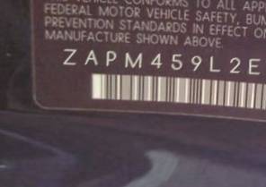 VIN prefix ZAPM459L2E59