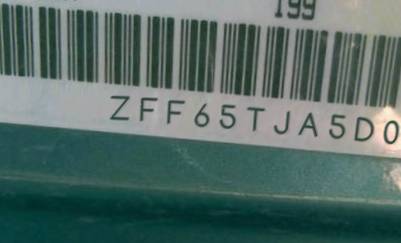 VIN prefix ZFF65TJA5D01