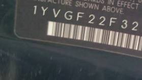 VIN prefix 1YVGF22F3253