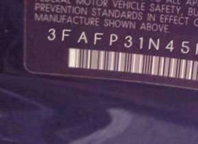 VIN prefix 3FAFP31N45R1