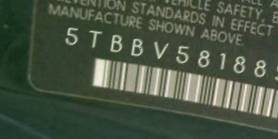 VIN prefix 5TBBV58188S4