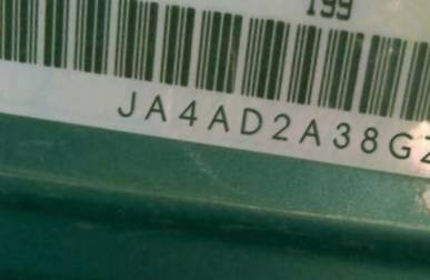VIN prefix JA4AD2A38GZ0
